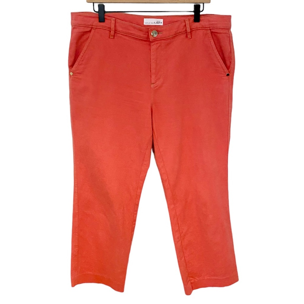 LOFT STRAIGHT CROP WIDE LEG JEANS CORAL ORANGE JEANS SIZE 31/12 HIGH WAIST